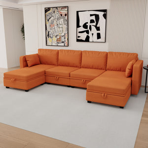 UNITED WE WIN Modular Sectional Sofa U Shaped Modular Couch with Reversible Chaise Modular Sofa Sectional Couch with Storage Seats