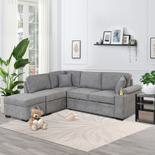 Load image into Gallery viewer, 87.4&quot; Sleeper Sofa Bed,2 in 1 Pull Out sofa bed L Shape Couch with Storage Ottoman for Living Room,Bedroom Couch and Small Apartment, Gray
