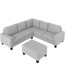 Load image into Gallery viewer, Orisfur. Sectional Corner Sofa L-shape Couch Space Saving with Storage Ottoman &amp; Cup Holders Design for Large Space Dorm Apartment,Light Grey
