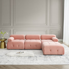 Load image into Gallery viewer, Modular Sectional Sofa, Button Tufted Designed and DIY Combination,L Shaped Couch with Reversible Ottoman, Pink Velvet
