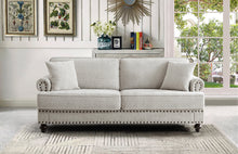 Load image into Gallery viewer, 82&quot; Chenille modern Upholstered Sofas 2 Seater Couches with Nails and Armrests (White)
