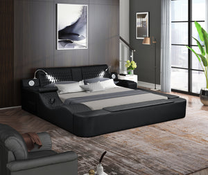 Zoya Smart Multifunctional King Size Bed Made with Wood in Black