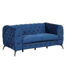 Load image into Gallery viewer, 63&quot; Velvet Upholstered Loveseat Sofa,Modern Loveseat Sofa with Button Tufted Back,2-Person Loveseat Sofa Couch for Living Room,Bedroom,or Small Space,Blue
